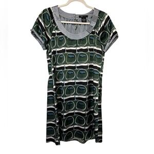BCBGMAXAZRIA Women's Size Small Green Abstract‎ Print Short Sleeve Dress